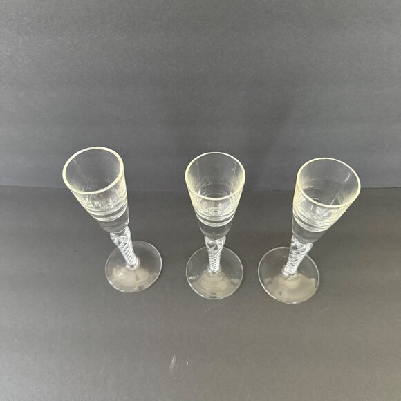 Vintage Twisted Bohemia Stem Cordial Glasses Set Of 3 - Picture 3 of 3